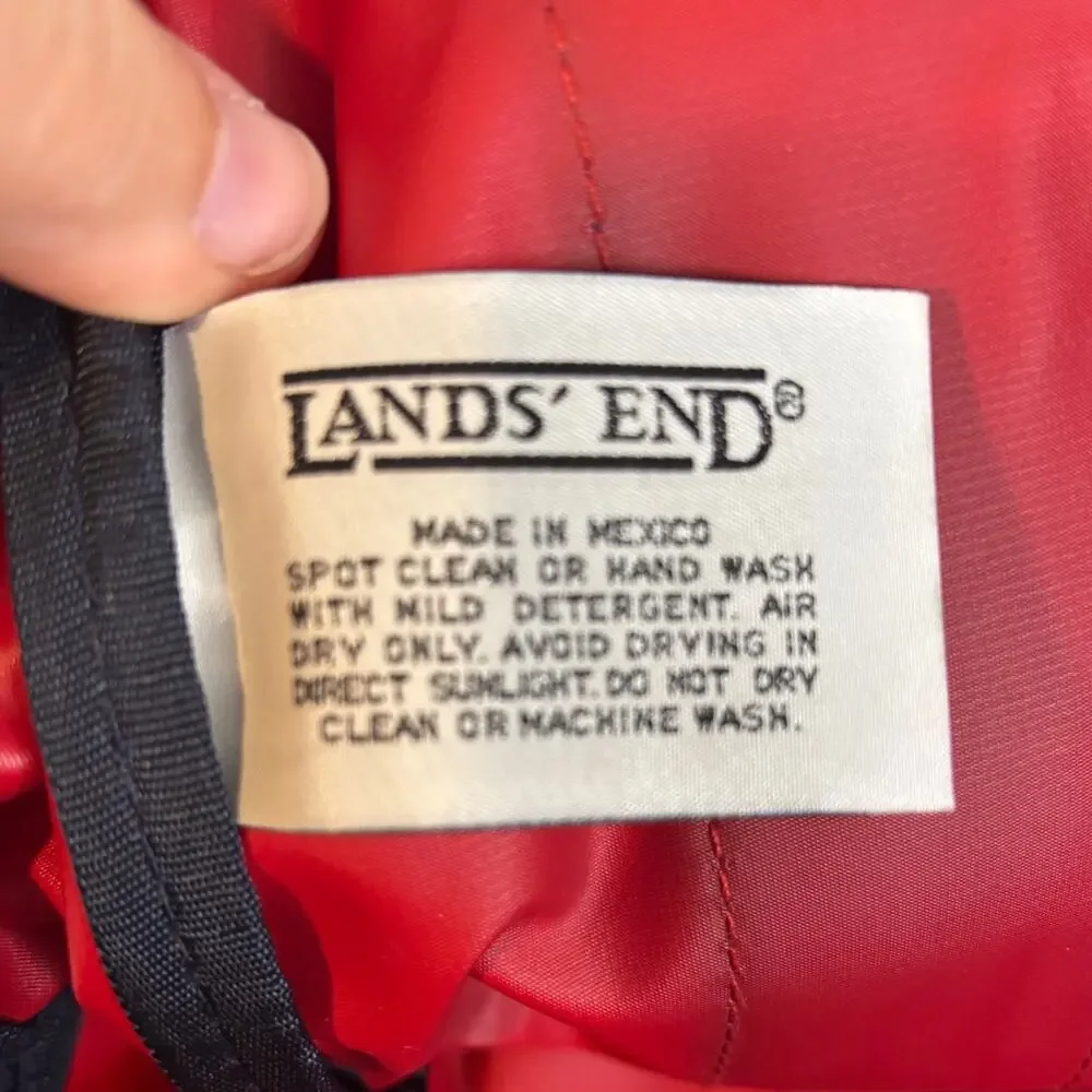 Lands' End Vintage 90s Red Travel Nylon Carry-On Weekend Luggage Tote Bag